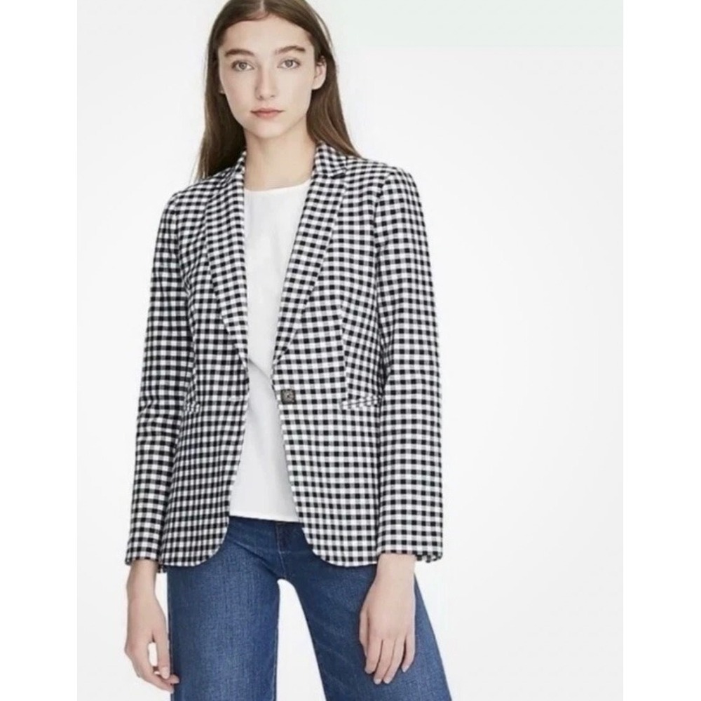 J.Crew Parke Blazer‎ Navy White Gingham Check Cotton Blend Jacket 10P NEW H2842 - Picture 2 of 14